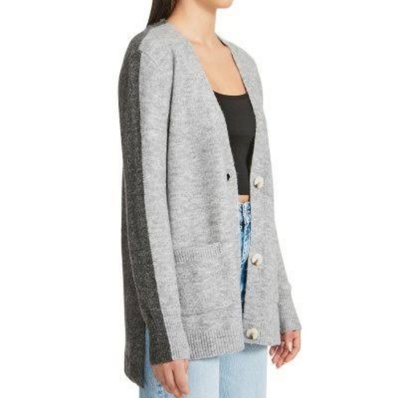 BB Dakota Colorblock Womens Study Date Cardigan Heather Grey Combo NWT Sz M - Picture 2 of 4